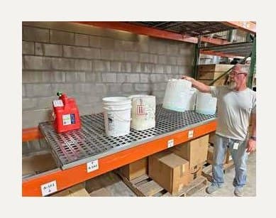 Polyethylene warehouse rack containment sump keeps dangerous and costly spills o of floors, - Rack Sump With Drain/Ball Valve Assembly product photo